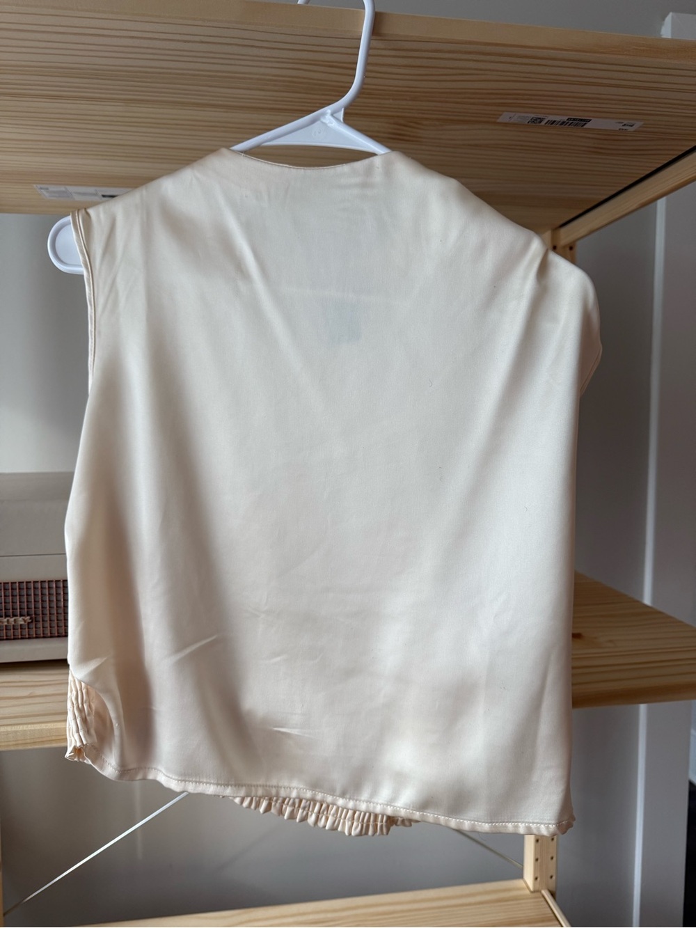 Satin Vibes Sleeveless Ivory Mock Neck Crop Top L